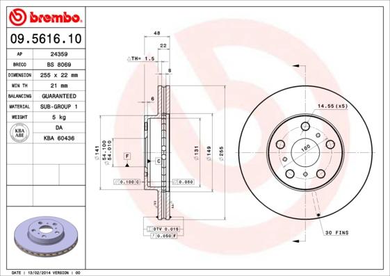 Brembo 09.5616.10 - Disc frana aaoparts.ro