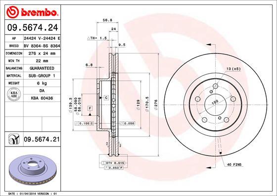 Brembo 09.5674.21 - Disc frana aaoparts.ro