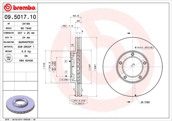 Brembo 09.5017.10 - Disc frana aaoparts.ro
