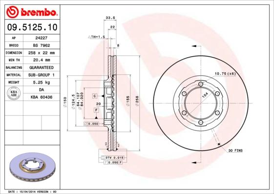 Brembo 09.5125.10 - Disc frana aaoparts.ro