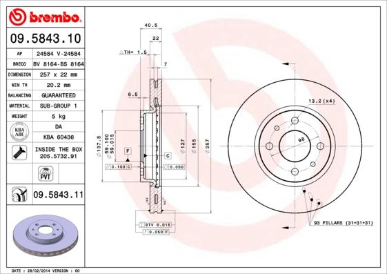 Brembo 09.5843.11 - Disc frana aaoparts.ro