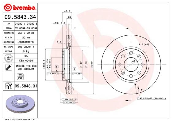 Brembo 09.5843.31 - Disc frana aaoparts.ro