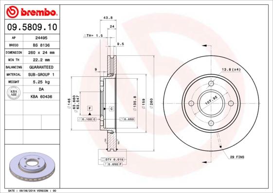 Brembo 09.5809.10 - Disc frana aaoparts.ro
