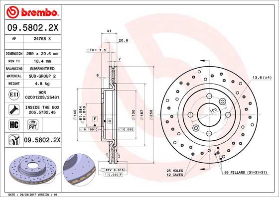 Brembo 09.5802.2X - Disc frana aaoparts.ro