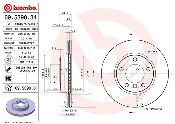 Brembo 09.5390.31 - Disc frana aaoparts.ro