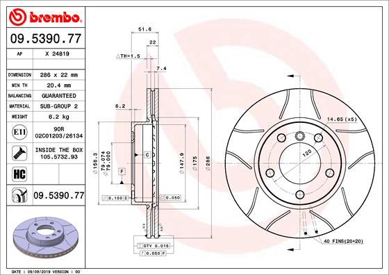 Brembo 09.5390.77 - Disc frana aaoparts.ro