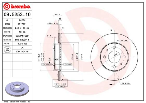 Brembo 09.5253.10 - Disc frana aaoparts.ro