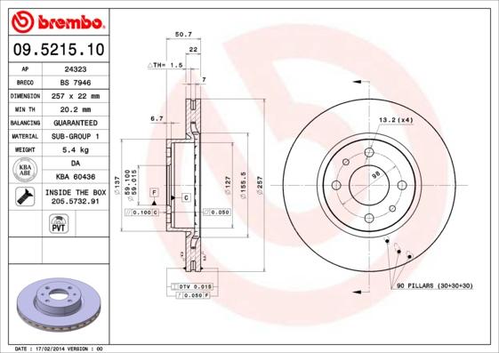 Brembo 09.5215.10 - Disc frana aaoparts.ro