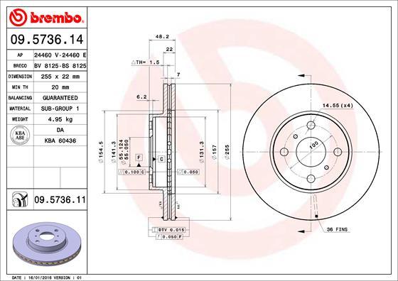 Brembo 09.5736.11 - Disc frana aaoparts.ro