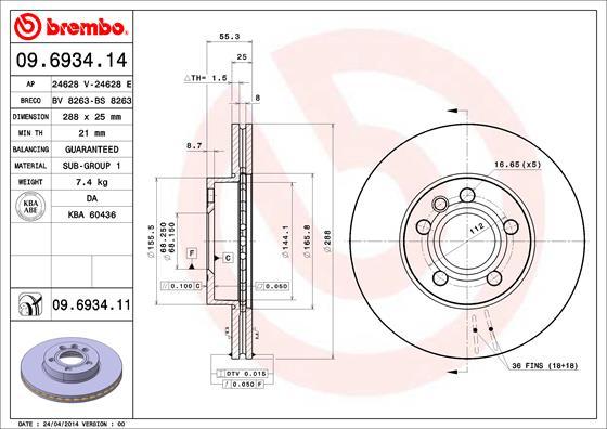 Brembo 09.6934.11 - Disc frana aaoparts.ro