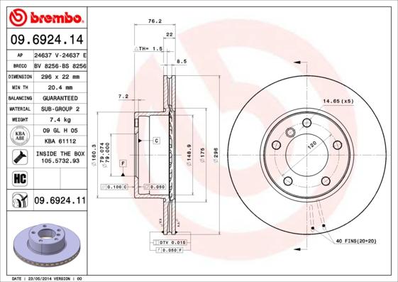 Brembo 09.6924.11 - Disc frana aaoparts.ro