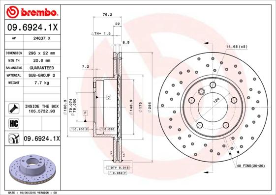 Brembo 09.6924.1X - Disc frana aaoparts.ro