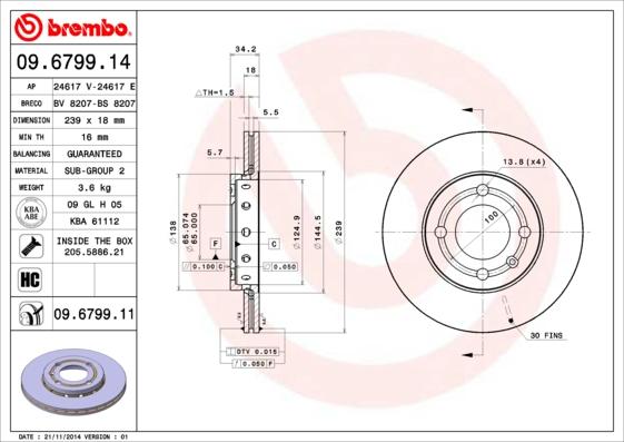 Brembo 09.6799.11 - Disc frana aaoparts.ro