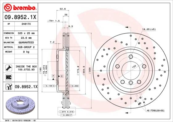 Brembo 09.8952.1X - Disc frana aaoparts.ro