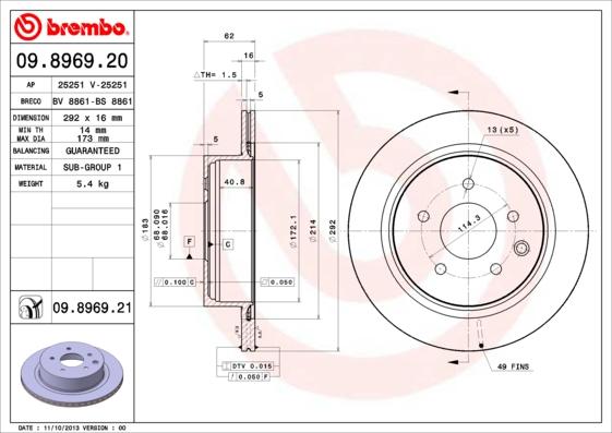 Brembo 09.8969.21 - Disc frana aaoparts.ro