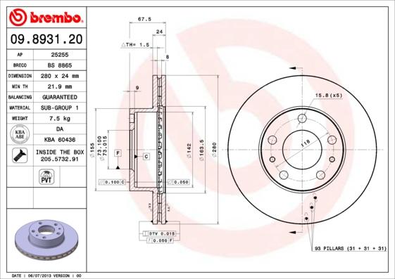 Brembo 09.8931.21 - Disc frana aaoparts.ro