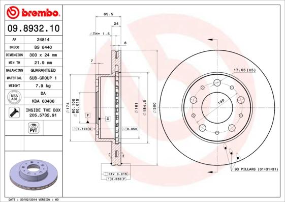 Brembo 09.8932.10 - Disc frana aaoparts.ro