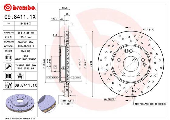 Brembo 09.8411.1X - Disc frana aaoparts.ro