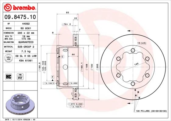 Brembo 09.8475.10 - Disc frana aaoparts.ro