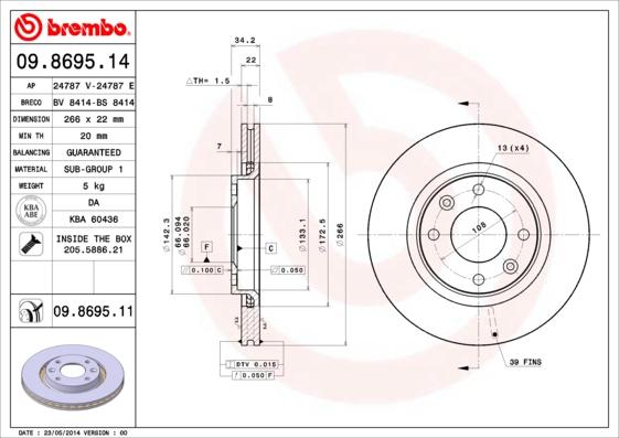 Brembo 09.8695.11 - Disc frana aaoparts.ro