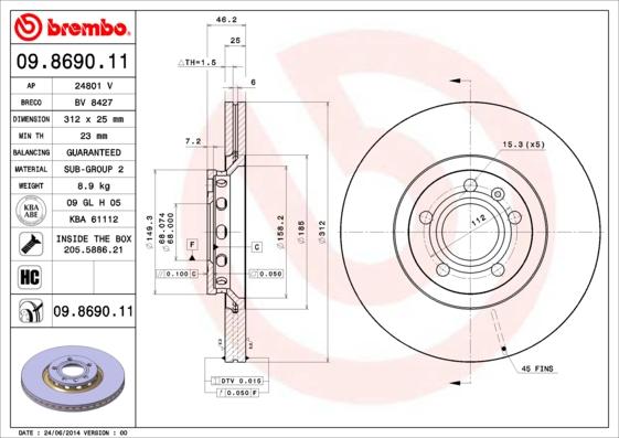 Brembo 09.8690.11 - Disc frana aaoparts.ro