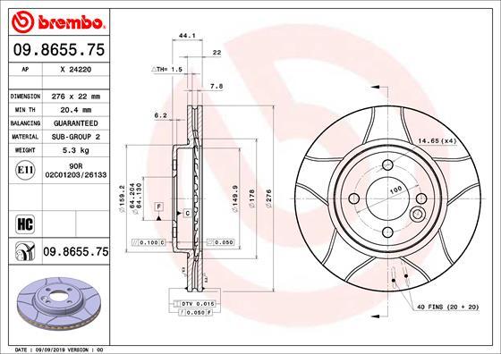Brembo 09.8655.75 - Disc frana aaoparts.ro