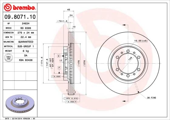 Brembo 09.8071.11 - Disc frana aaoparts.ro