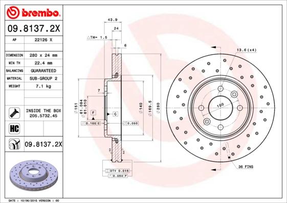 Brembo 09.8137.2X - Disc frana aaoparts.ro