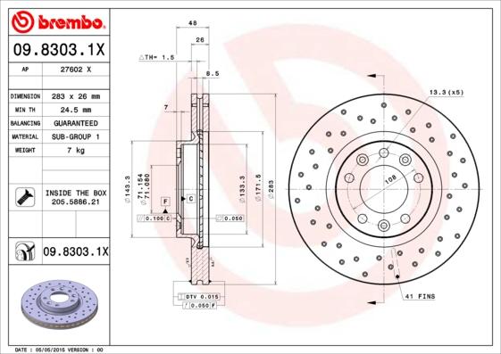 Brembo 09.8303.1X - Disc frana aaoparts.ro