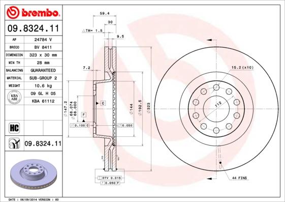 Brembo 09.8324.11 - Disc frana aaoparts.ro