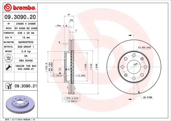 Brembo 09.3090.21 - Disc frana aaoparts.ro