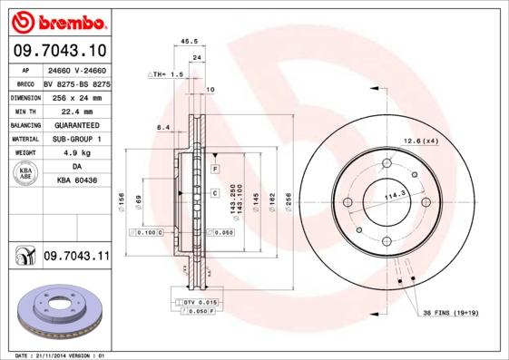 Brembo 09.7043.11 - Disc frana aaoparts.ro