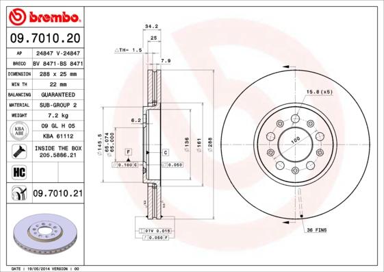 Brembo 09.7010.21 - Disc frana aaoparts.ro