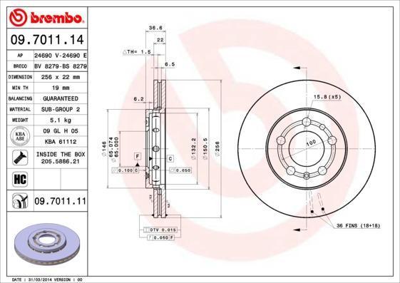 Brembo 09.7011.11 - Disc frana aaoparts.ro