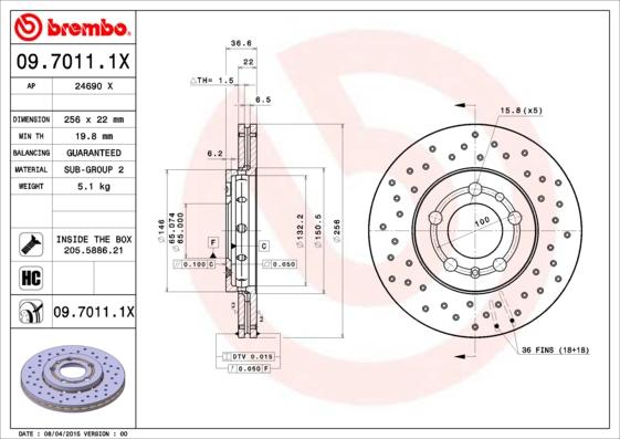 Brembo 09.7011.1X - Disc frana aaoparts.ro