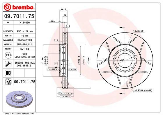 Brembo 09.7011.75 - Disc frana aaoparts.ro