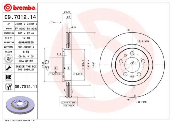 Brembo 09.7012.11 - Disc frana aaoparts.ro