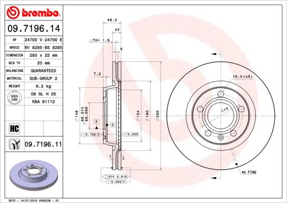 Brembo 09.7196.11 - Disc frana aaoparts.ro