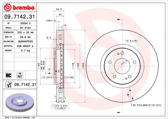 Brembo 09.7142.31 - Disc frana aaoparts.ro