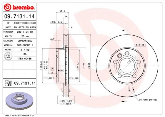 Brembo 09.7131.11 - Disc frana aaoparts.ro