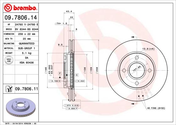 Brembo 09.7806.11 - Disc frana aaoparts.ro