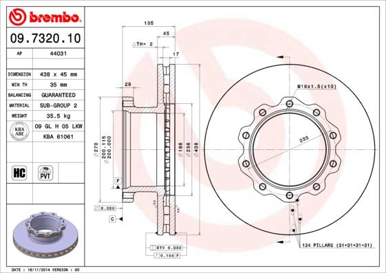Brembo 09.7320.10 - Disc frana aaoparts.ro