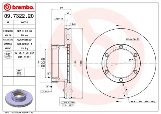 Brembo 09.7322.20 - Disc frana aaoparts.ro