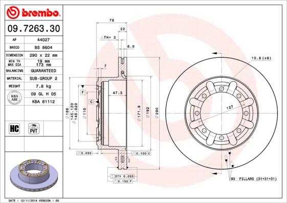 Brembo 09.7263.30 - Disc frana aaoparts.ro