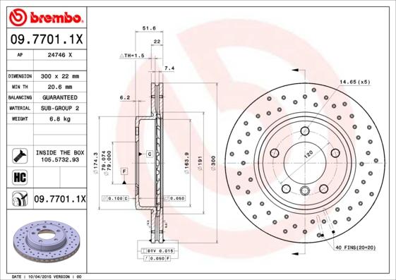 Brembo 09.7701.1X - Disc frana aaoparts.ro