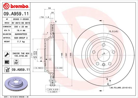 Brembo 09.A959.11 - Disc frana aaoparts.ro