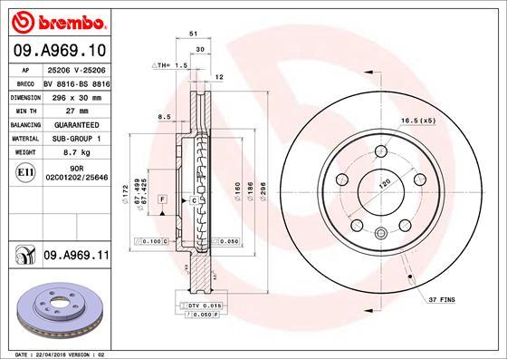 Brembo 09.A969.11 - Disc frana aaoparts.ro