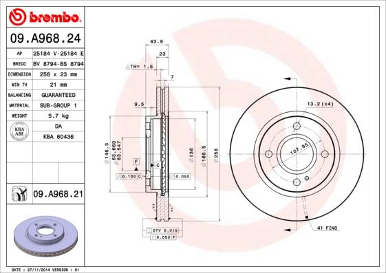 Brembo 09.A968.24 - Disc frana aaoparts.ro