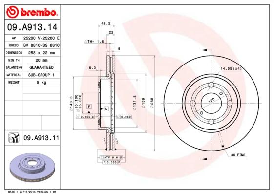 Brembo 09.A913.11 - Disc frana aaoparts.ro