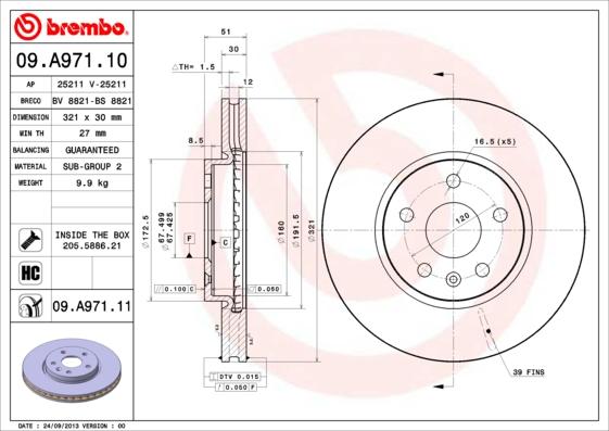 Brembo 09.A971.11 - Disc frana aaoparts.ro